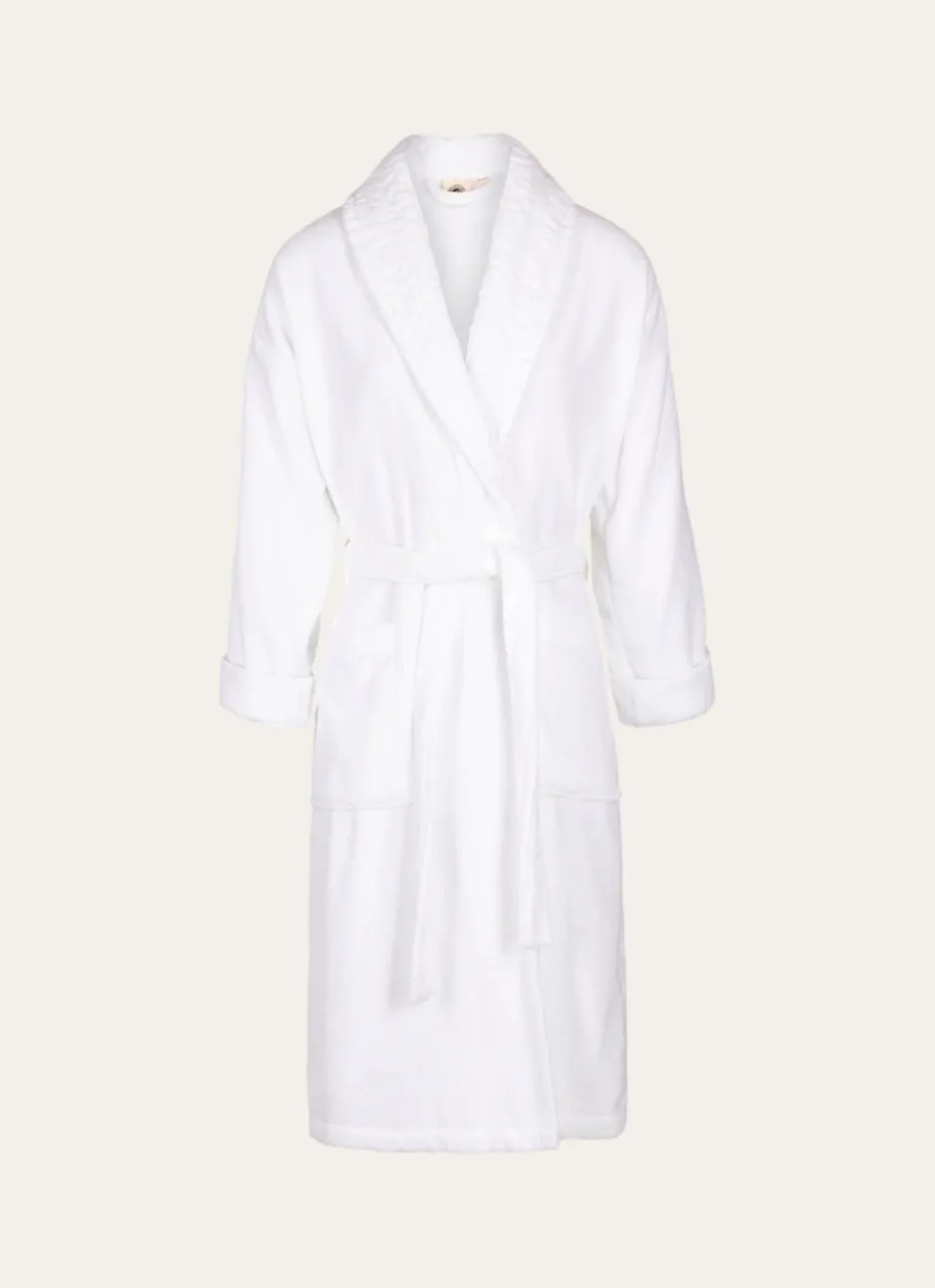 PEIGNOIR COL VELOURS CISELÉ BLANC