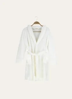 PEIGNOIR COURT EN VELOURS POLAIRE ECRU