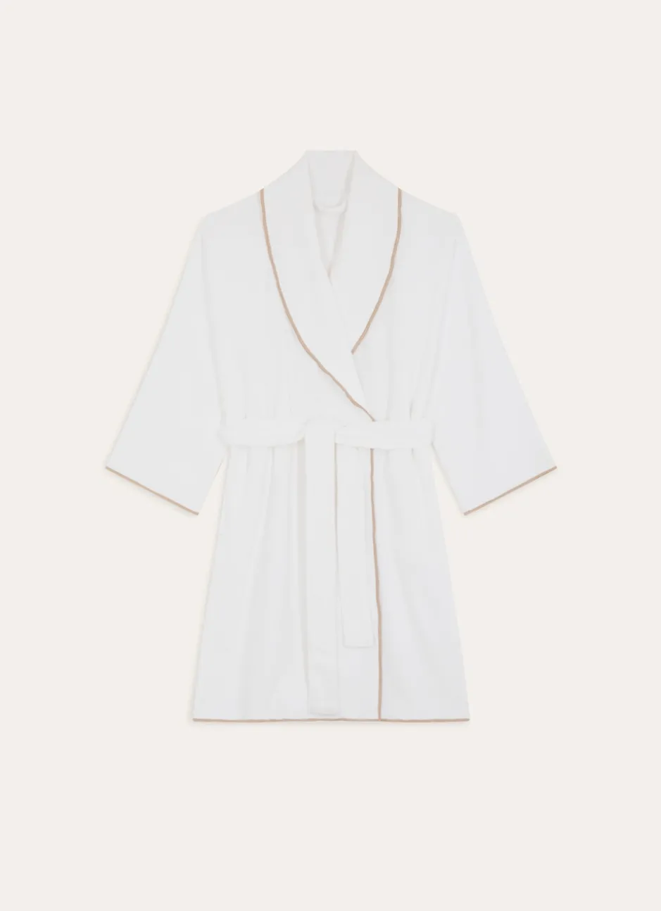 PEIGNOIR DE BAIN FINITION BOURDON OPÉRA BLANC/BEIGE
