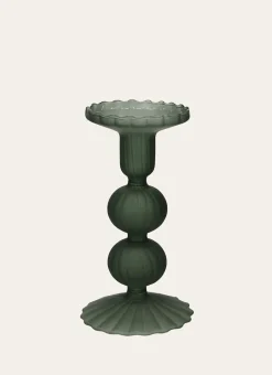 PETIT BOUGEOIR EN VERRE ROMANCE VERT MAT