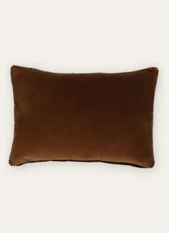 PETIT COUSSIN EN VELOURS AVEC PASSEPOIL RAYÉ BRUN