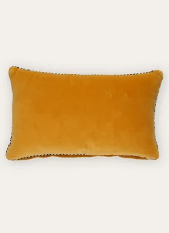 PETIT COUSSIN EN VELOURS AVEC PASSEPOIL RAYÉ OCRE