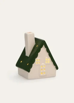 PETITE MAISON LUMINEUSE EN PORCELAINE VERT FONCÉ