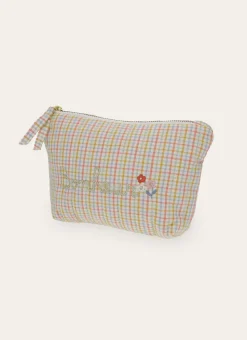 PETITE TROUSSE À CARREAUX AVEC BRODERIE MULTICOLORE