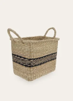 PETIT PANIER EN JONC DE MER NATUREL BUCHE NATUREL/NOIR