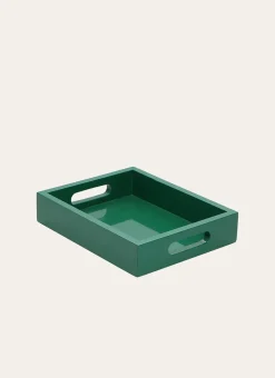 PETIT PLATEAU EN BOIS LAQUÉ vert
