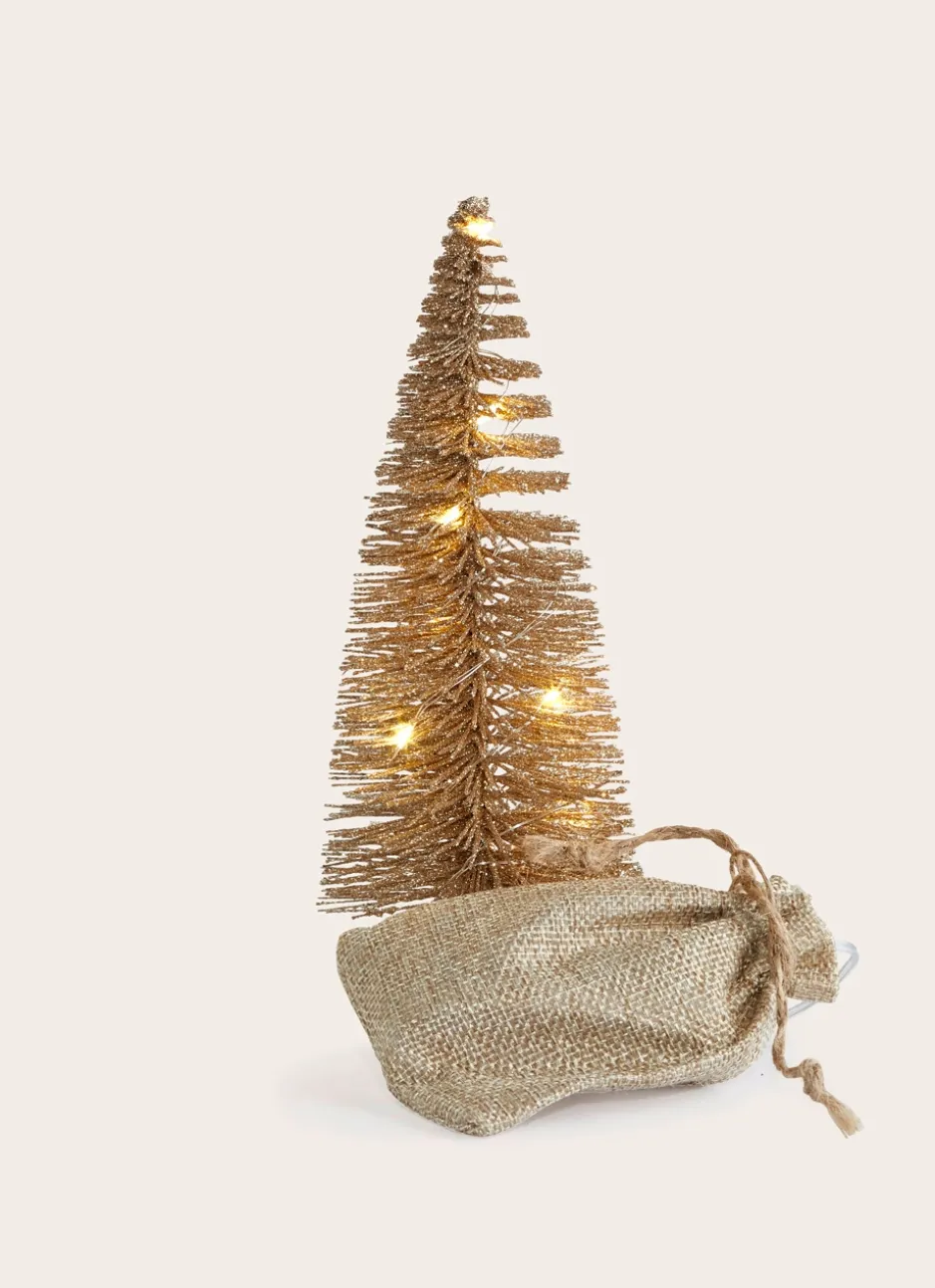PETIT SAPIN BROSSE LUMINEUX DORÉ
