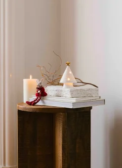 PETIT SAPIN DÉCORATIF ÉTOILE LUMINEUSE BLANC
