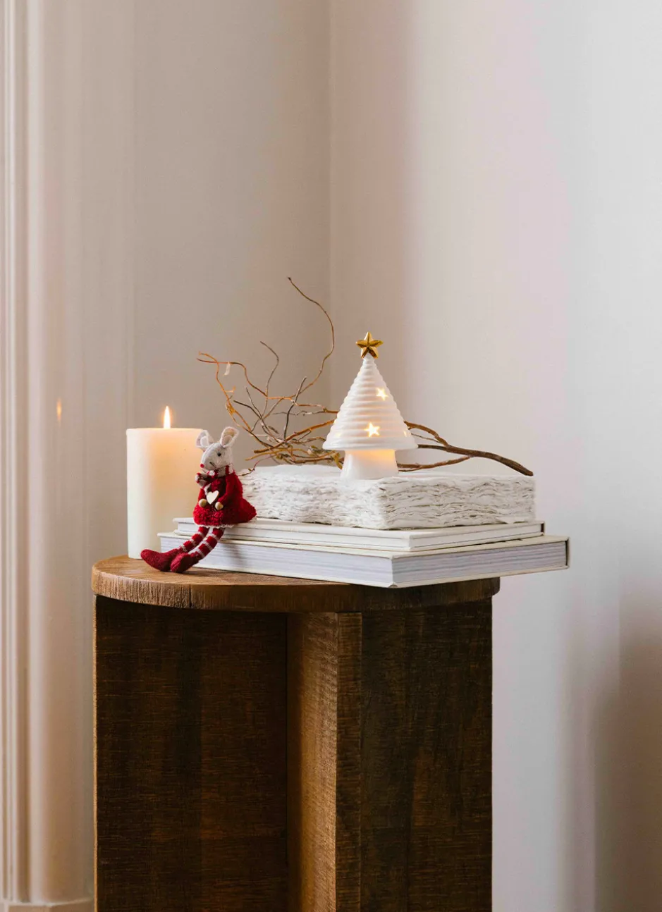 PETIT SAPIN DÉCORATIF ÉTOILE LUMINEUSE BLANC