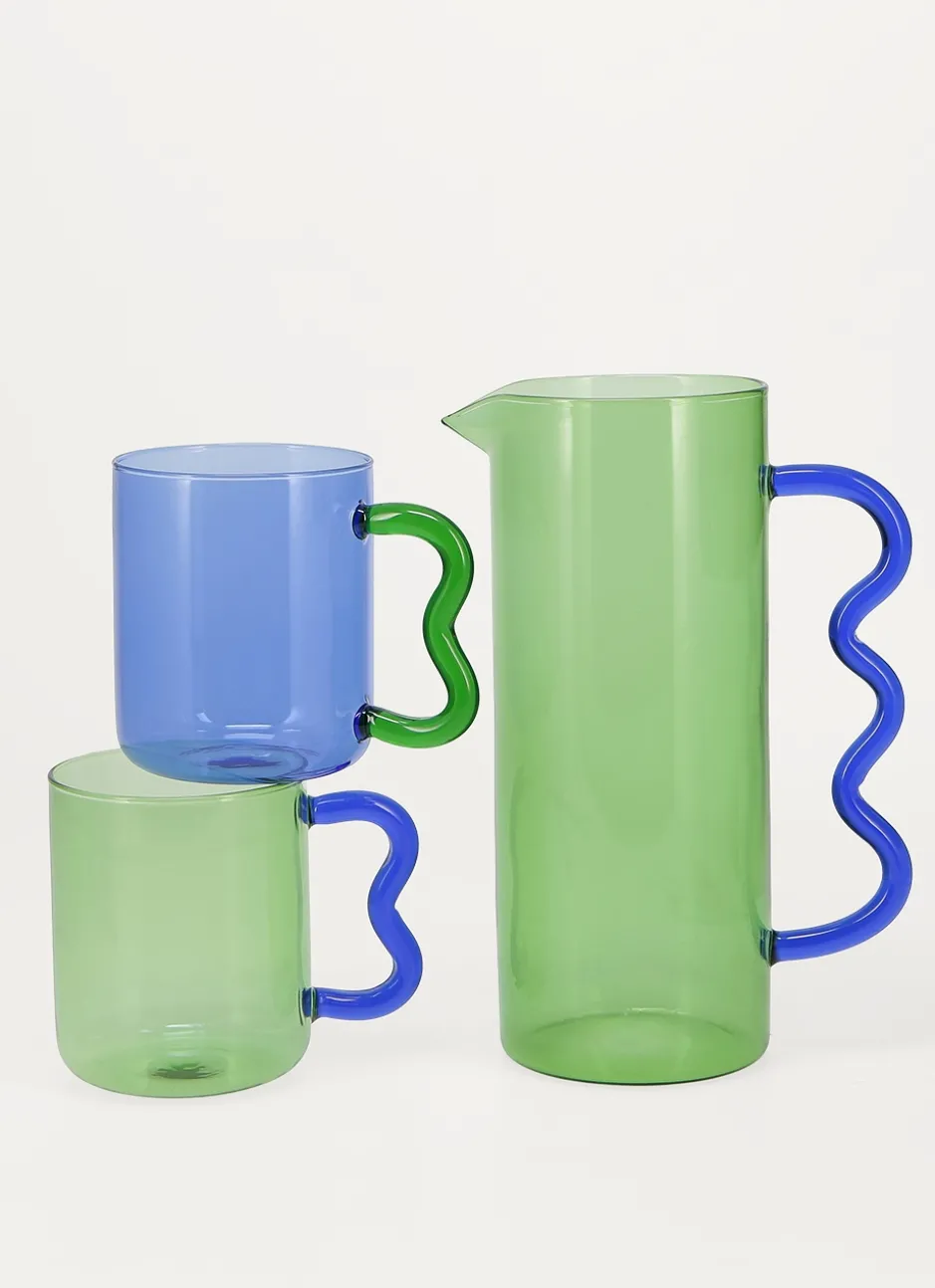 PICHET EN VERRE VERT/BLEU