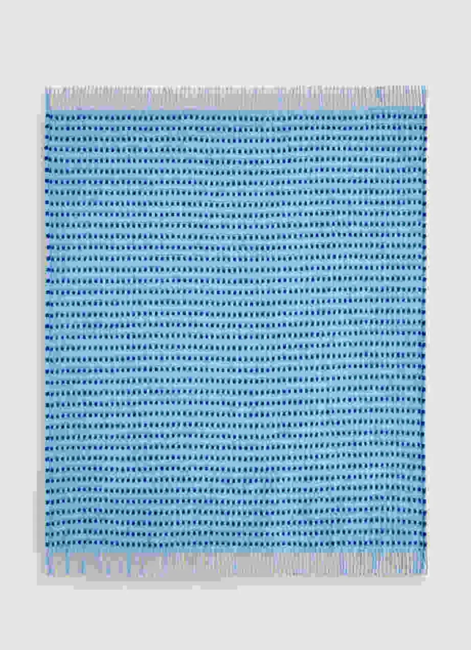PLAID BICOLORE EN MÉLANGE DE LAINE BLEU CHINÉ