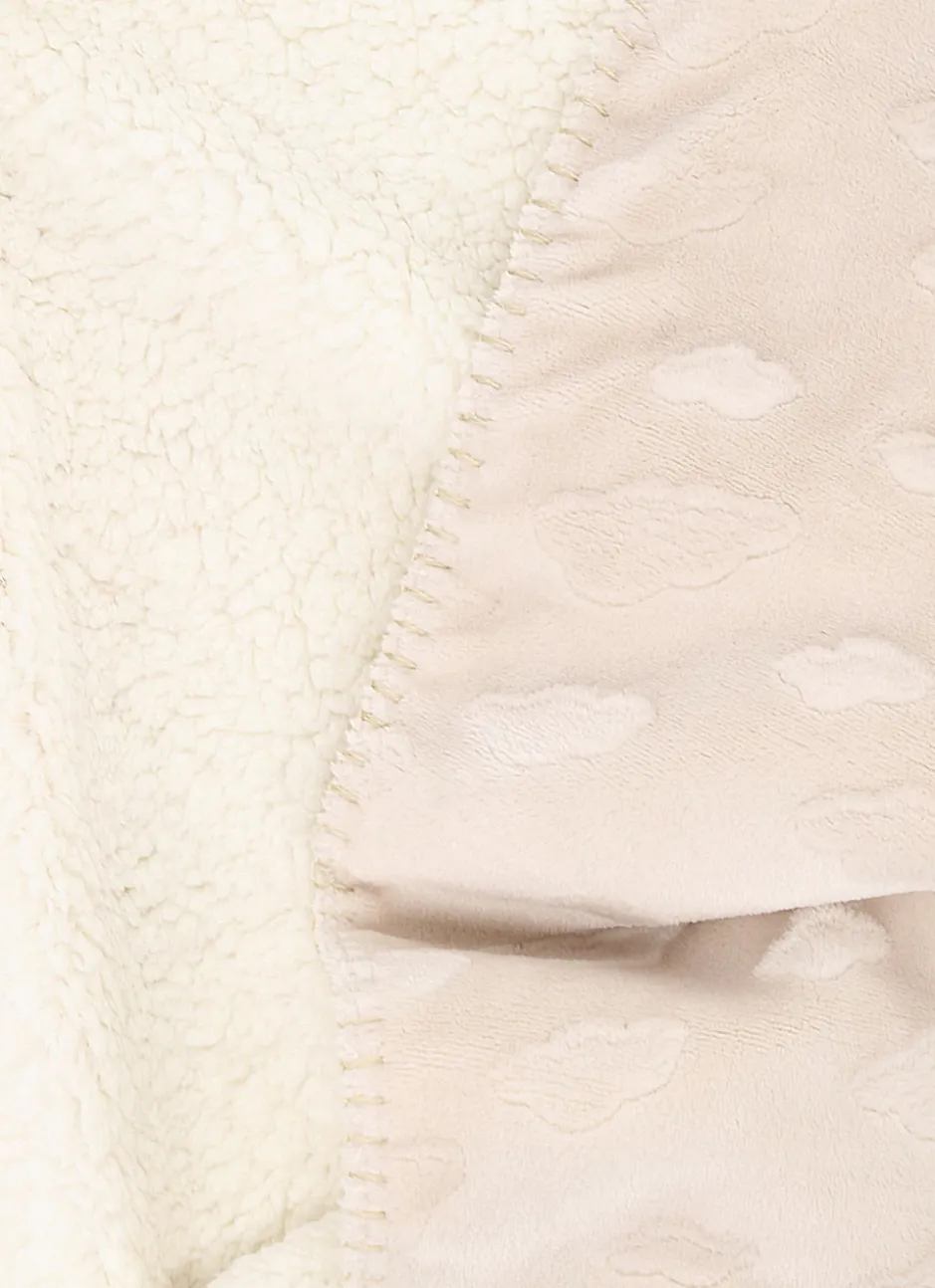PLAID DOUX À MOTIFS NUAGES NATUREL