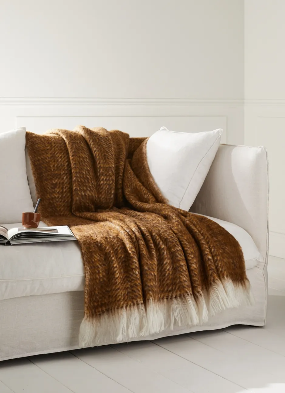 PLAID EFFET MOHAIR BRUN CHOCOLAT