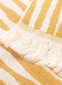 PLAID EN COTON JACQUARD MOTIF ZÈBRE JAUNE FONCE
