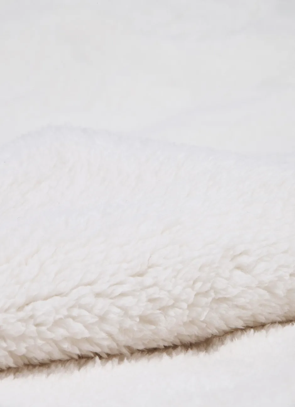 PLAID EN FAUSSE FOURRURE DOUBLÉ SHERPA ECRU