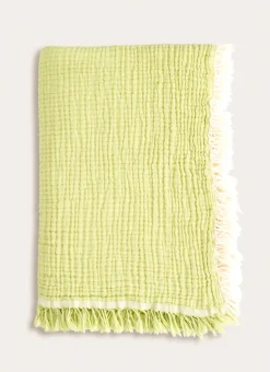 PLAID EN GAZE DE COTON VERT ANIS