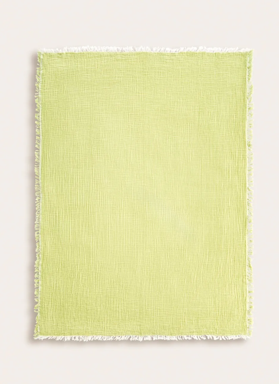 PLAID EN GAZE DE COTON VERT ANIS