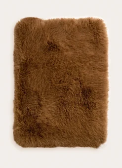 PLAID FAUSSE FOURRURE FAUVE BRUN