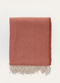 PLAID À MOTIFS CHEVRONS JACQUARD HANK TERRACOTTA