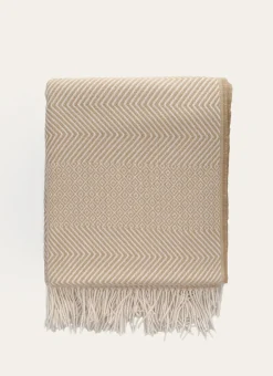 PLAID À MOTIFS JACQUARD MOSAÏQUES ET CHEVRONS MOSA BEIGE