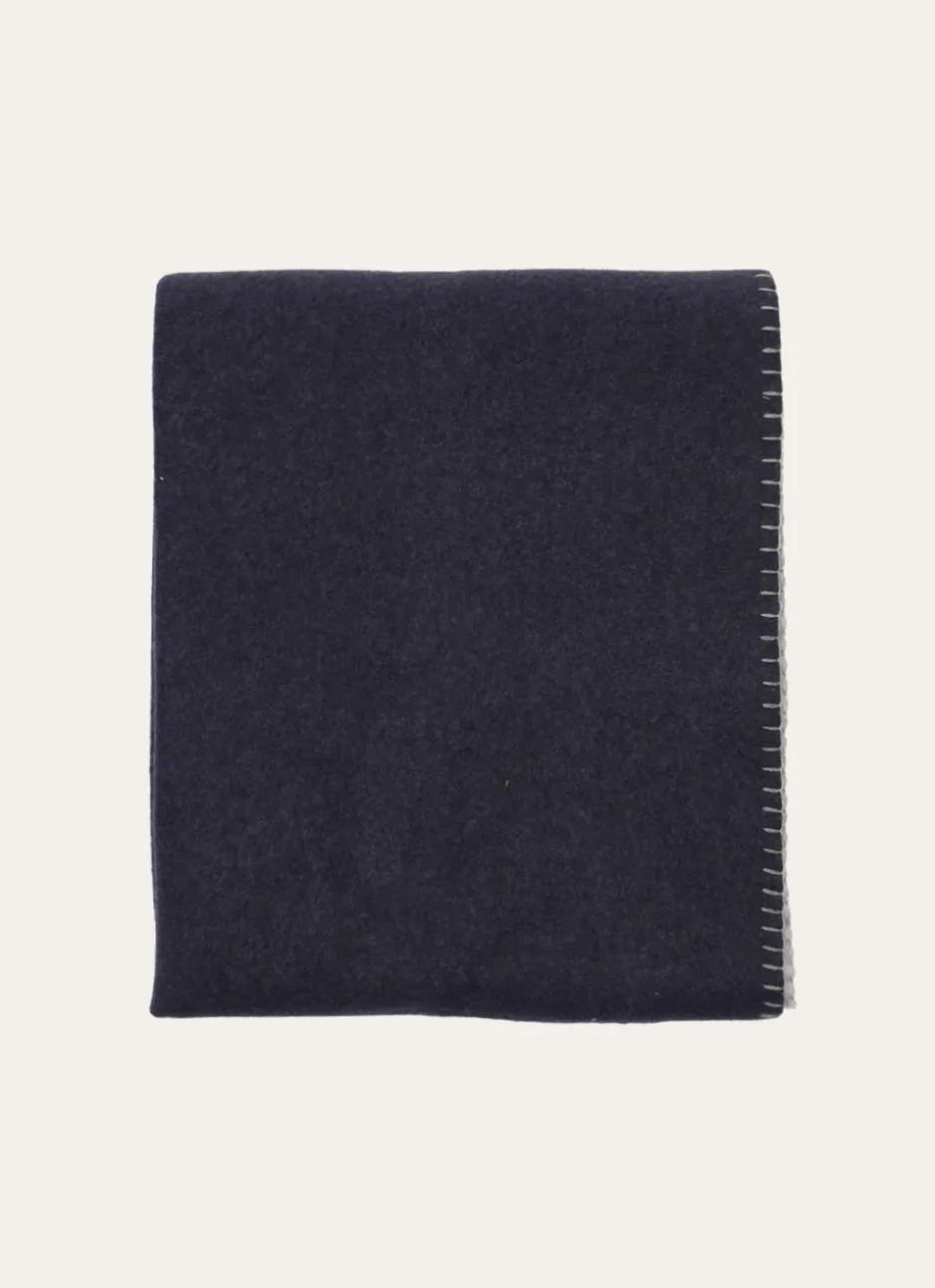 PLAID POLAIRE BICOLORE GRIS FONCE