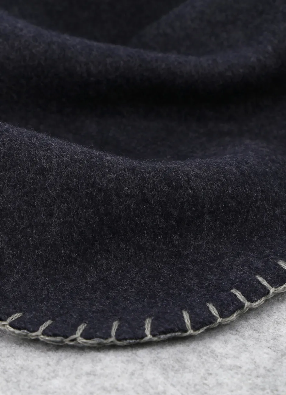 PLAID POLAIRE BICOLORE GRIS FONCE