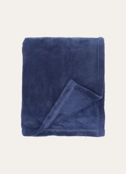 PLAID POLAIRE UNI DOUX BLEU