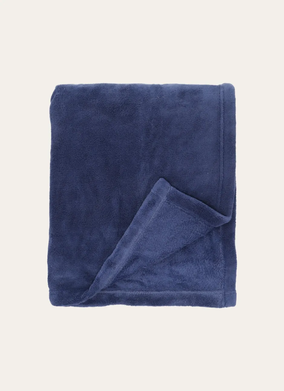 PLAID POLAIRE UNI DOUX BLEU