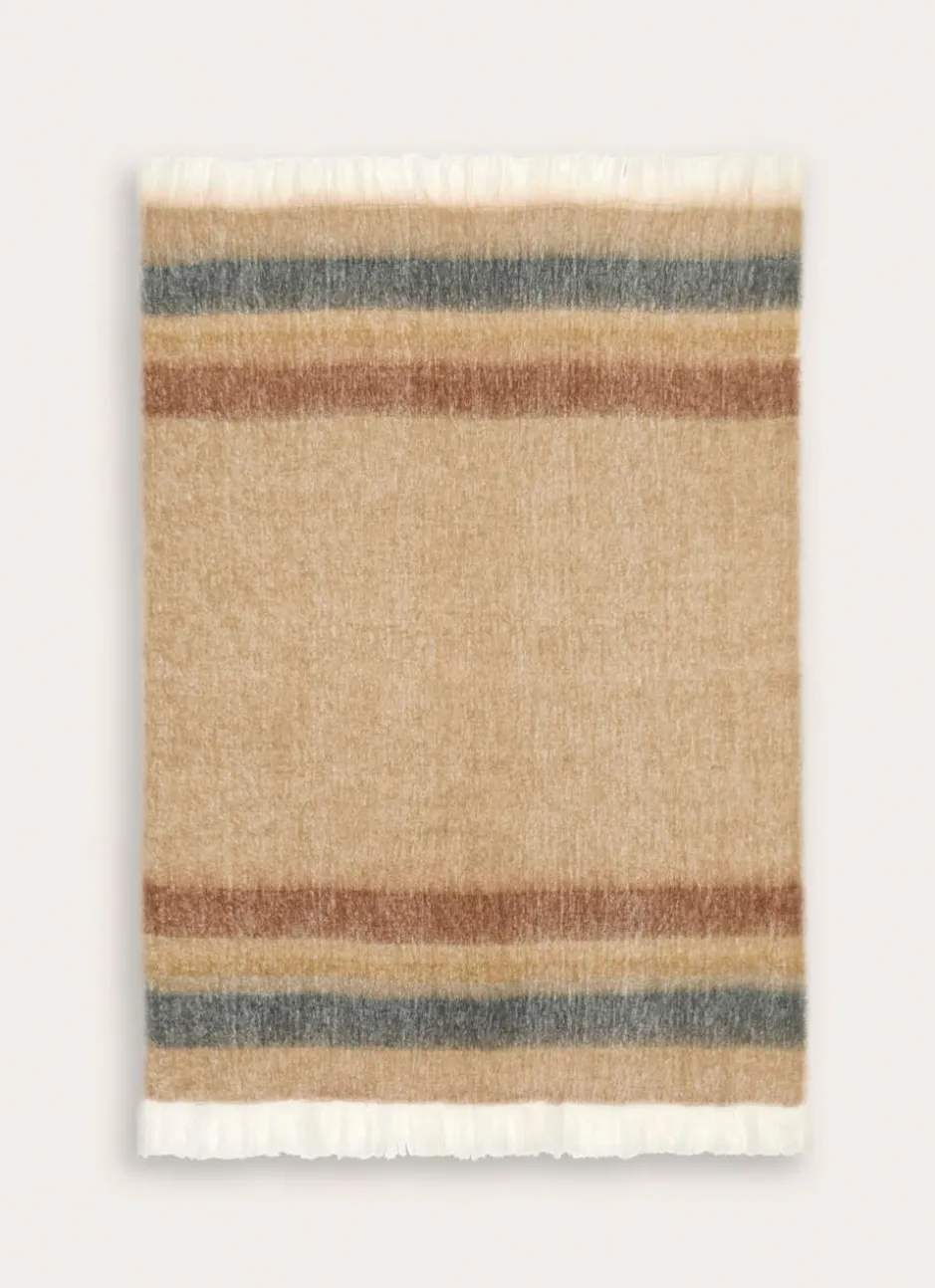 PLAID À RAYURES EFFET MOHAIR GREGE