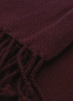 PLAID TISSÉ 100% LAINE GRENAT