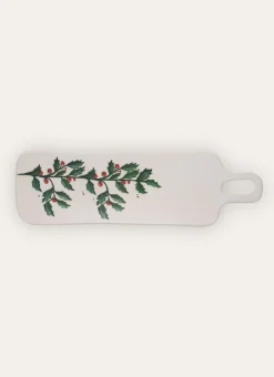PLANCHE À DÉCOUPER RECTANGULAIRE EN GRÈS FESTIVE BLANC