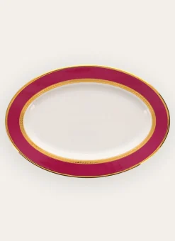 PLAT DE PRÉSENTATION EN PORCELAINE ESPRIT VÉNITIEN ROSE FUCHSIA
