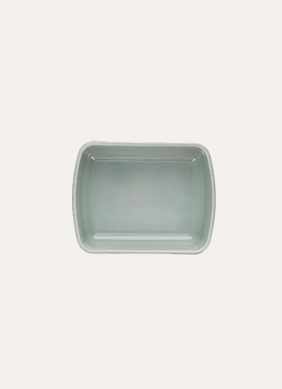PLAT À FOUR BICOLORE EN CÉRAMIQUE MOYEN FORMAT VERT LICHEN