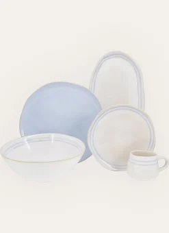 PLAT OVALE EN GRÈS CIEL CRÈME / BLEU