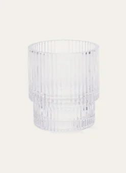 PORTE-BROSSES À DENTS EN VERRE STRIÉ TRANSPARENT