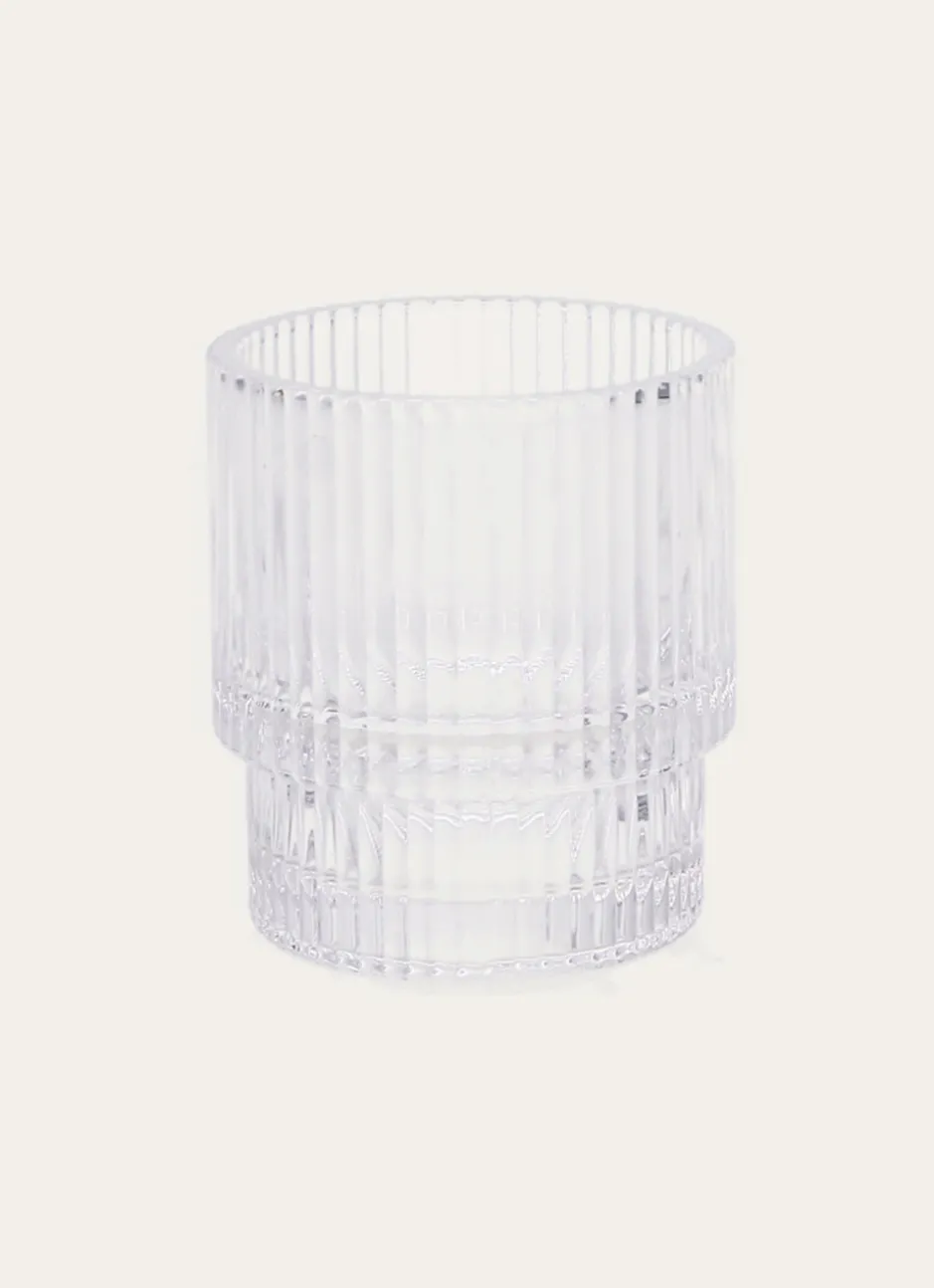 PORTE-BROSSES À DENTS EN VERRE STRIÉ TRANSPARENT