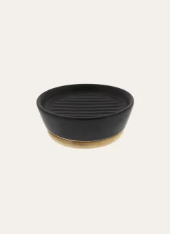 PORTE-SAVON EN GRÈS ET BAMBOU NOIR/BAMBOU