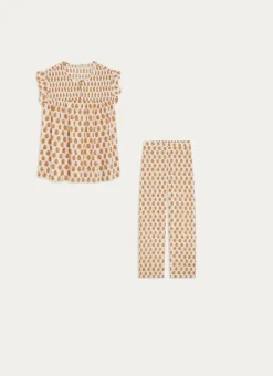 PYJAMA EN COTON IMPRIMÉ FLEURS INDIENNES FARAH MULTICOLORE