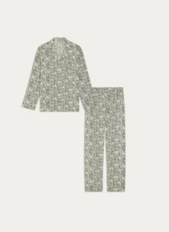 PYJAMA IMPRIMÉ EN FLANELLE DE COTON Bleu ORAGE