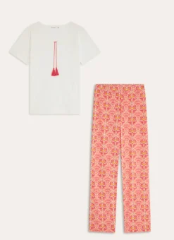 PYJAMA 2 PIÈCES AVEC T-SHIRT ET PANTALON IMPRIMÉ ROSE
