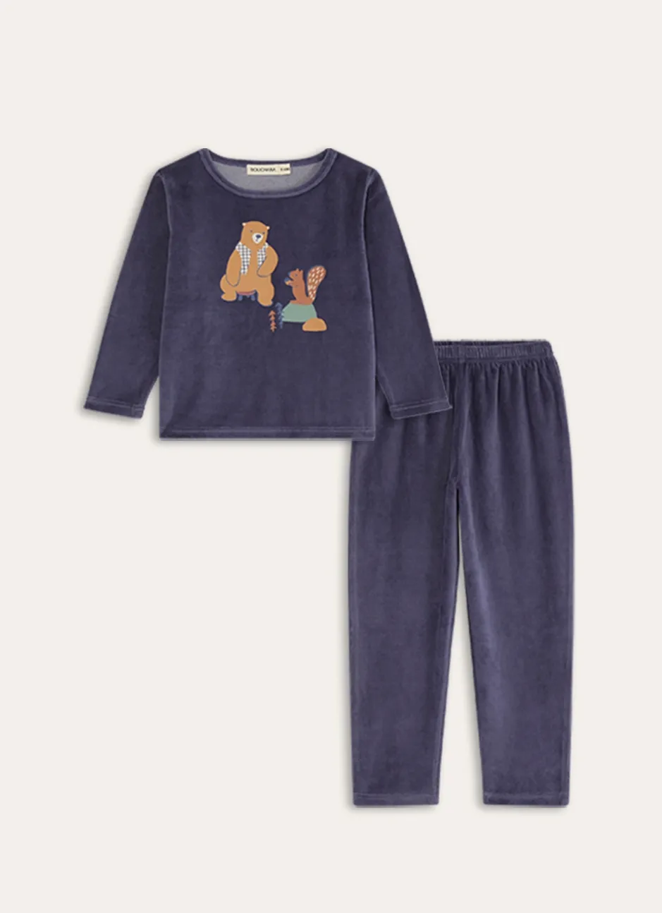 PYJAMA 2 PI ÈCES EN VELOURS OURS BLEU
