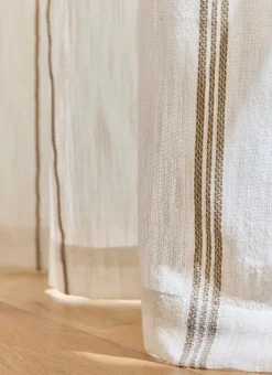 RIDEAU EN COTON LÉGER TAMISANT À RAYURES NATUREL