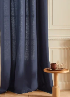 RIDEAU EN COTON ÉPAIS UNI INDIGO