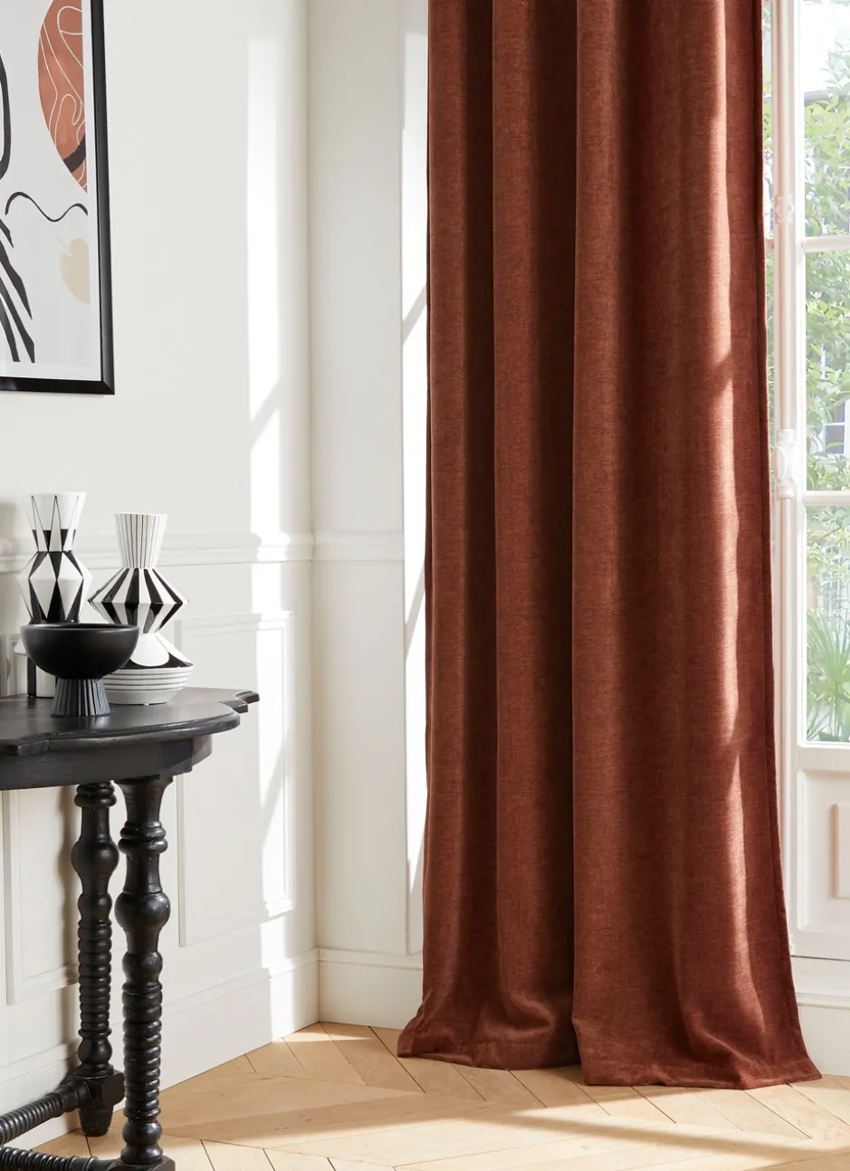 RIDEAU EN VELOURS CHENILLE UNI AUBURN
