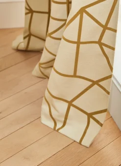 RIDEAU EN VELOURS DE COTON LIGNES GÉOMÉTRIQUES BRONZE