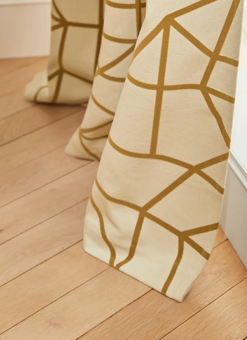 RIDEAU EN VELOURS DE COTON LIGNES GÉOMÉTRIQUES BRONZE
