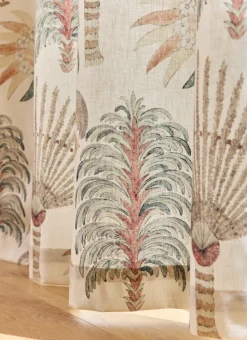 RIDEAU IMPRIMÉ À PALMIERS EN COTON ECRU