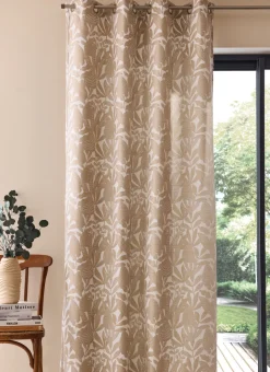 RIDEAU JACQUARD AVEC MOTIF VÉGÉTAL CONTRASTÉ NATUREL