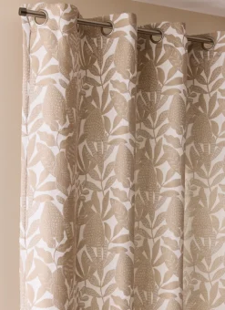 RIDEAU JACQUARD AVEC MOTIF VÉGÉTAL CONTRASTÉ NATUREL