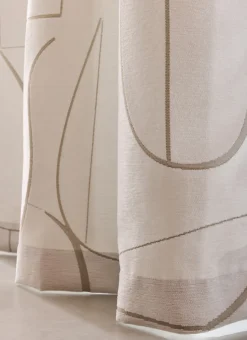 RIDEAU JACQUARD À MOTIF GÉOMÉTRIQUE CONTRASTÉ BLANC